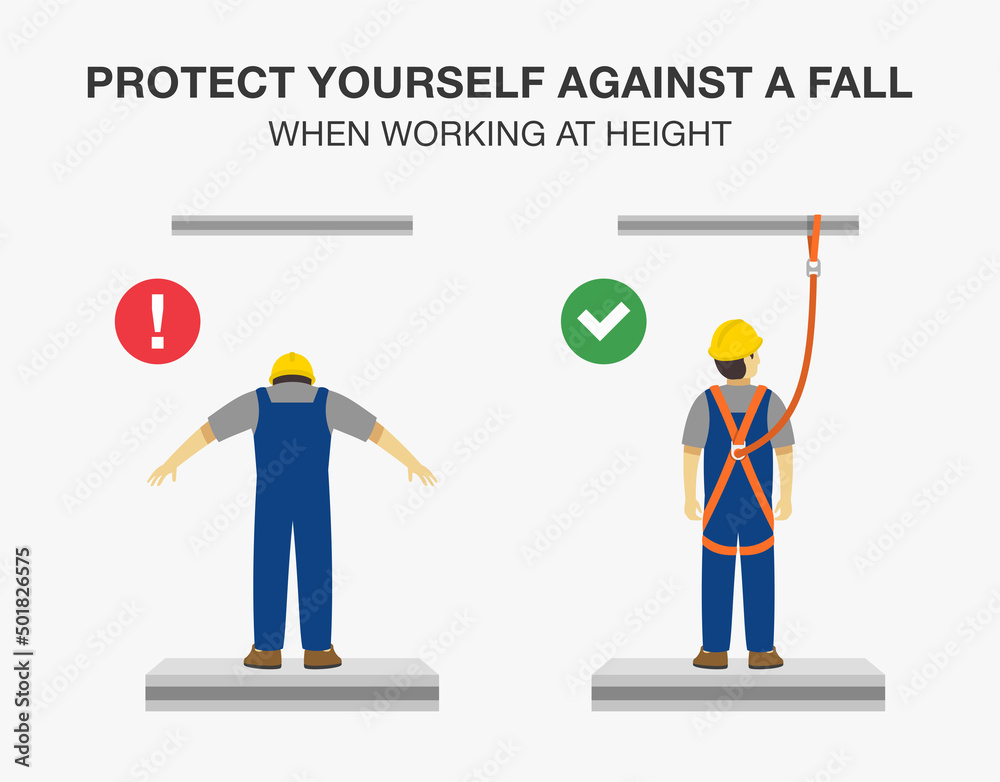 Workplace golden safety rule. Wear safety harness when working at