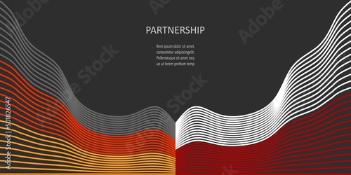 Concept of relationships between Germany and Poland. Waved national flags. Teamwork concept.