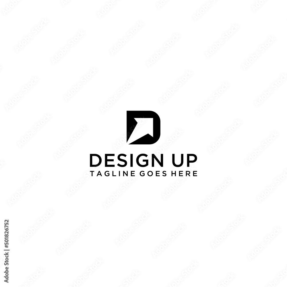 Initial Letter D Logo with Negative Space Up Arrow Initial Letter D Logo with Negative Space Up Arrow
