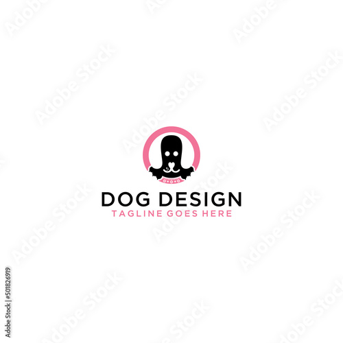 Cute dog head inside a circle logo vector icon illustration