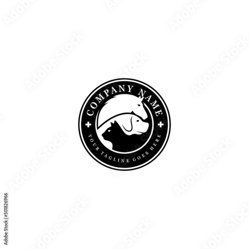 Horse, Dog, Cat Animal Logo Design Vector Template