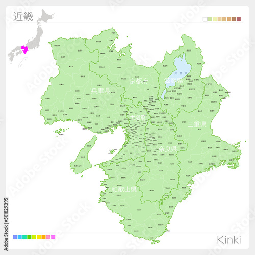 近畿の地図・Kinki Map