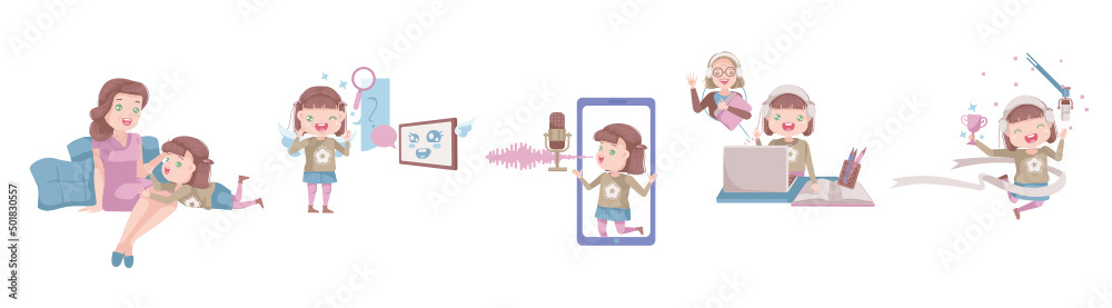 smart caucasian little girls speaking set smart caucasian little girls speaking set