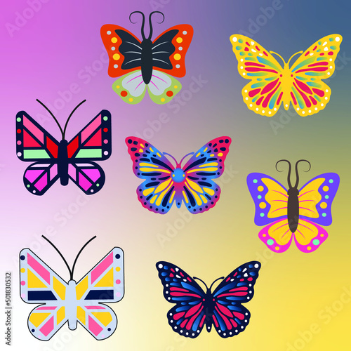 set of butterflies background © aimen