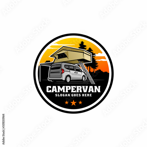 RV - camper van car illustration logo vector