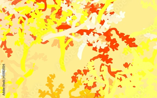 Light Red  Yellow vector abstract design with leaves  branches.