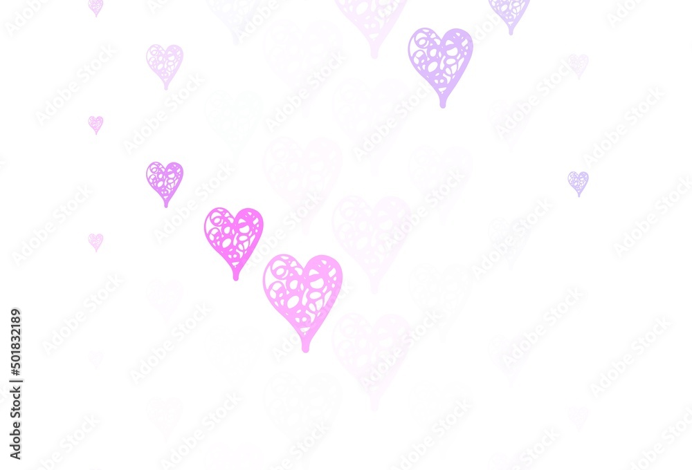 Light Pink, Blue vector texture with lovely hearts.