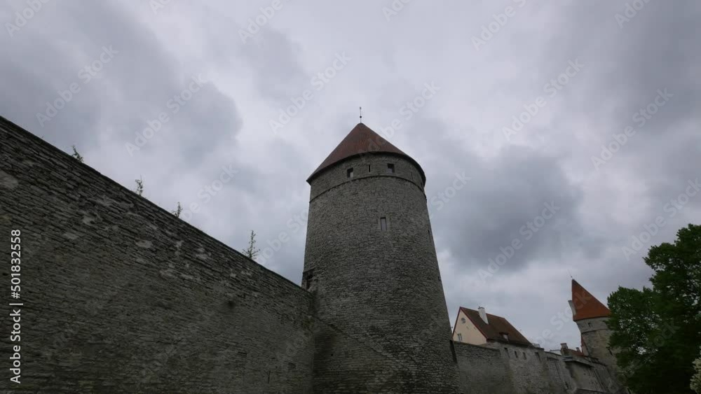 Angry time lapse clouds over the town wall in Tallinn Angry time lapse clouds over the town wall in Tallinn