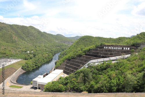 Electricity Generator front of Sri Nakharin Dam, Kanchanaburi, Thailand photo