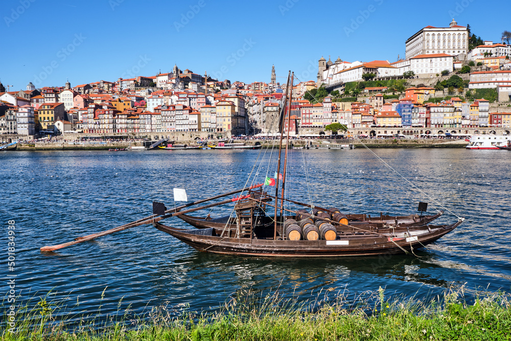 Porto and the Douro river with two of the traditional rabelo boats