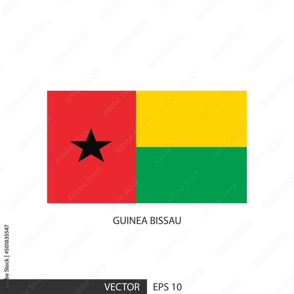 Guinea Bissau square flag on white background and specify is vector eps10. Guinea Bissau square flag on white background and specify is vector eps10.