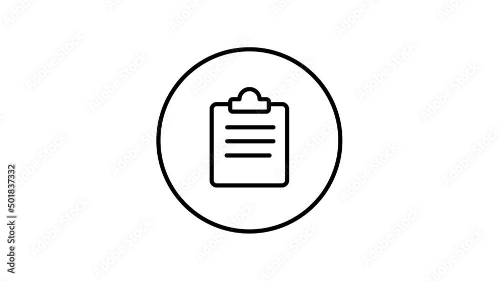 Clipboard list view line icon inside circle, document approved, list of items, line icon animation Clipboard list view line icon inside circle, document approved, list of items, line icon animation