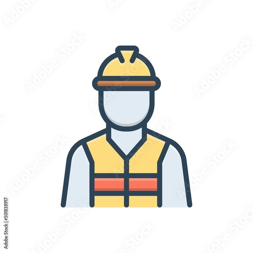 Color illustration icon for worker