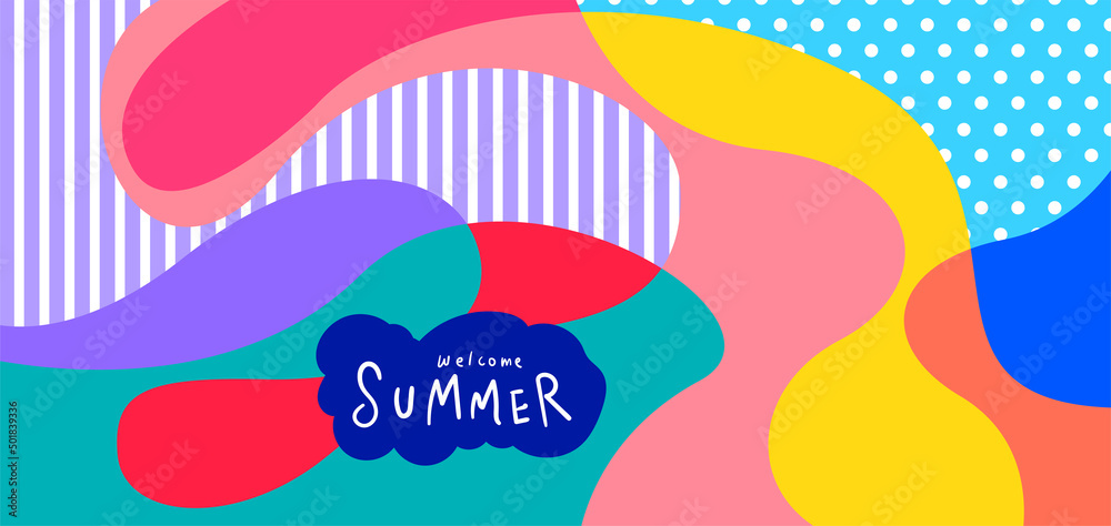 Colorful abstract curve and fluid background for summer banner