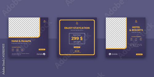 Hotel And Resorts Social Media Post Template
