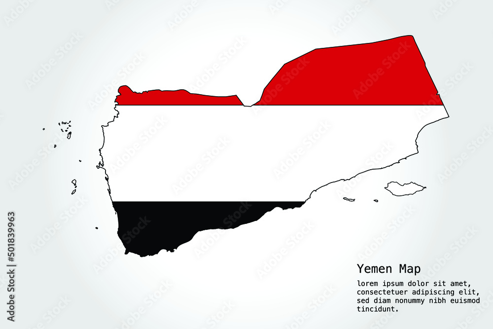 Fototapeta premium Yemen Map stripes. Vector illustration Color on White Backgound