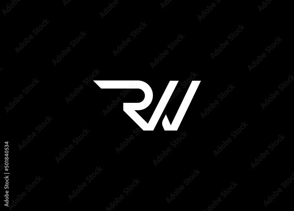 Fotografie Initial RW letter logo with creative modern business typography vector template
