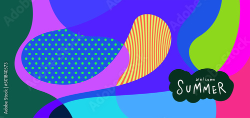 Colorful abstract curve and fluid background for summer banner