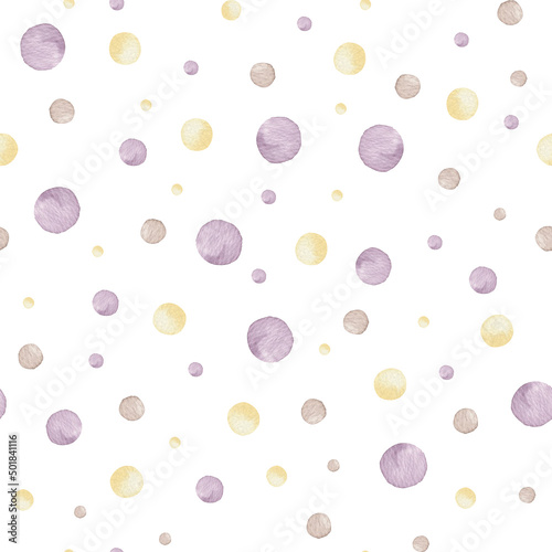Seamless pattern with coloful polka dot isolated on white.