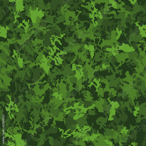 Vector camouflage seamless classic pattern. Abstract hunting military camo endless texture. Khaki green olive modern illustration