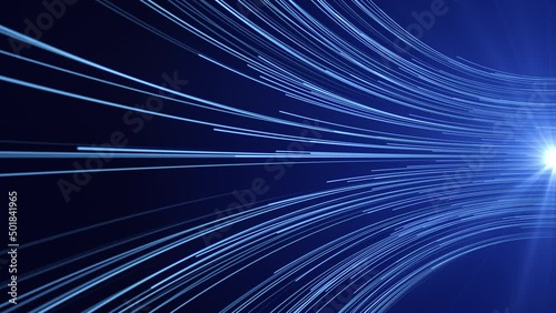 Wallpaper Mural Digital data flow stream - abstract computer generated blue background. Glowing lines represent concept of fiber optic cable. Seamless loop animation. Torontodigital.ca