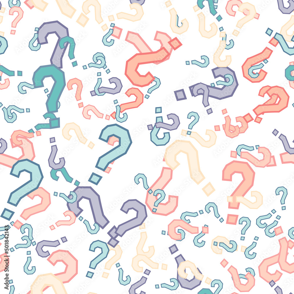 Quiz seamless pattern. Question marks, doubt, faq Quiz seamless pattern. Question marks, doubt, faq
