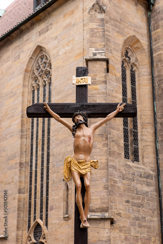 The Crucifixion - Jesus on the cross at the dome in Erfurt. Thuringia. Germany