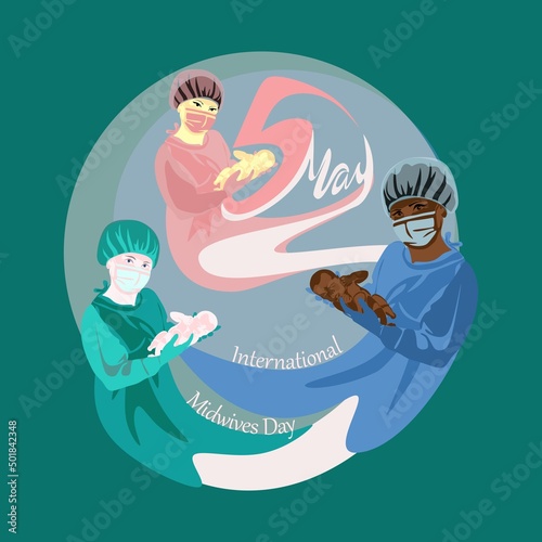 Midwives International Day, 5th May professional holiday vector poster.
