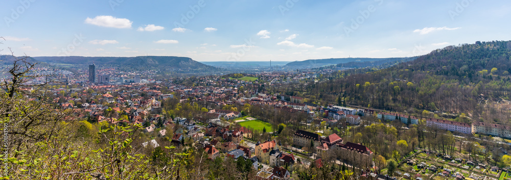 Panoramic View at Jena on a sunny day in early Spring