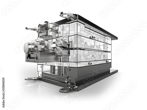 Quadro em tela 3D render of plastic moulding machine