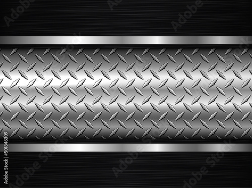 Silver black industrial background, stainless steel texture metallic, diamond metal sheet texture background vector illustration.