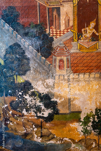 Ancient murals in Thai temples