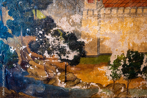 Ancient murals in Thai temples