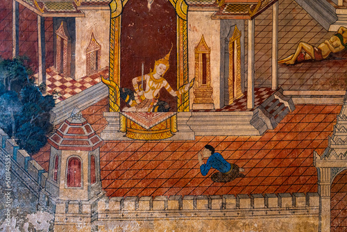 Ancient murals in Thai temples