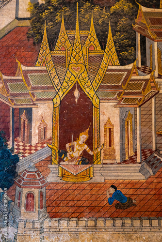 Ancient murals in Thai temples