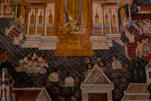 Ancient murals in Thai temples