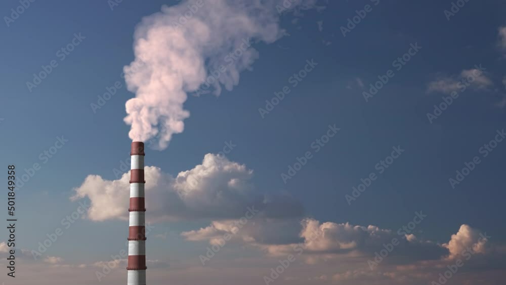 A huge pipe smokes and pollutes the atmosphere.
A huge pipe smokes and pollutes the atmosphere.