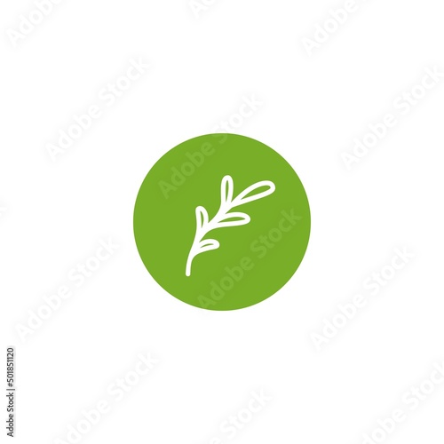 Green curved grass twig with leaves. Plant sprig or sproutIsolated on white. Ecology frame. Floral clip art. Eco logo. Nature symbol