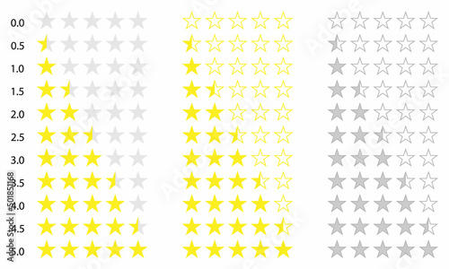 Rating symbols with 5 star. Quality, feedback, experience, level concepts.