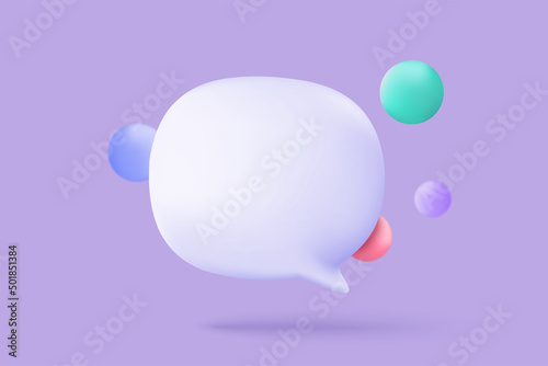 3D vector speech bubble with tick mark for photo gallery platform, online social conversation comment concept, emoji message, speech icons, chat with social media. 3d speak render vector illustration