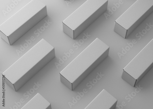 Plain white and empty vertical paper packaging box on isolated background