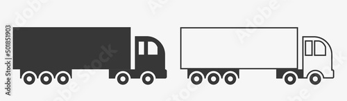 Tableau sur toile Truck Black vector icons illustration and line art on white background