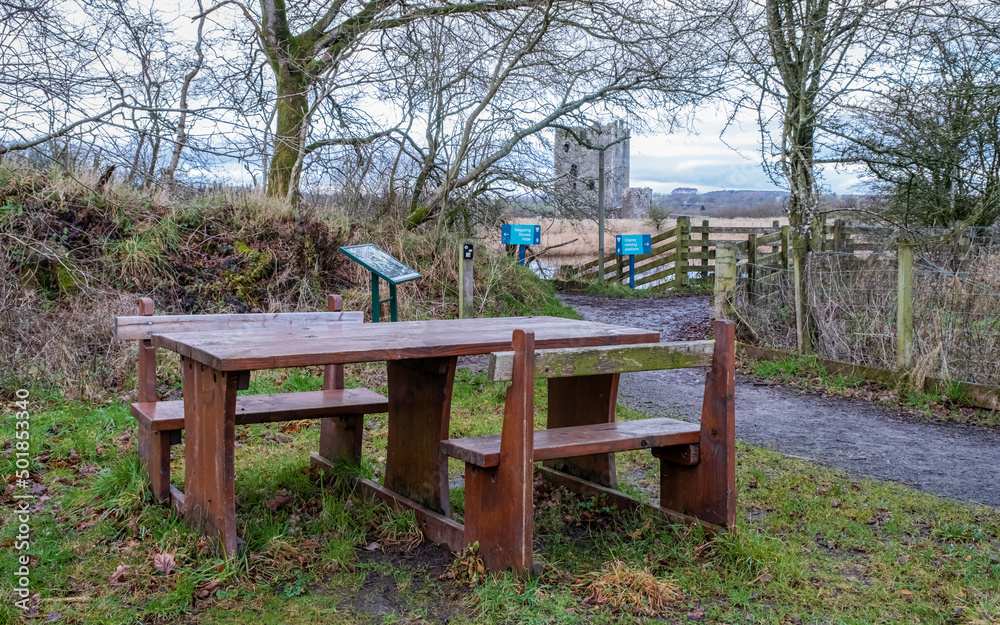 Wheelchair and disabled access picnic table at Threave Castle, Scotland Wheelchair and disabled access picnic table at Threave Castle, Scotland