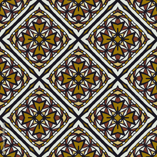 Seamless pattern for traditional arabic and indian pottery tiling, fabric, wall interior, cloth. Decor tile, texture print, mosaic oriental ornament.