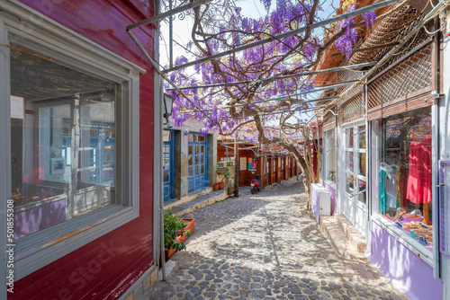 Molyvos street  view in Lesvos Island of Greece © nejdetduzen