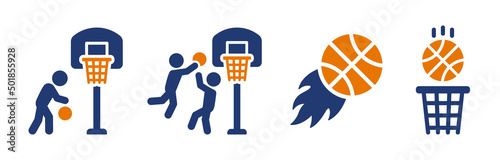 Basketball icon set. Basketball sport symbol vector illustration.