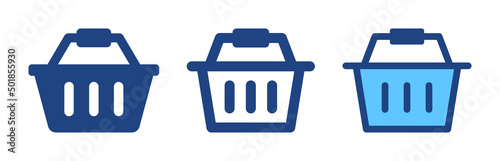 Shopping basket icon set. Vector illustration