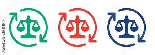 Law symbol vector. Legal process icon set isolated on white background.