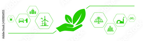 reducing CO2 emissions to stop climate change. green energy background	