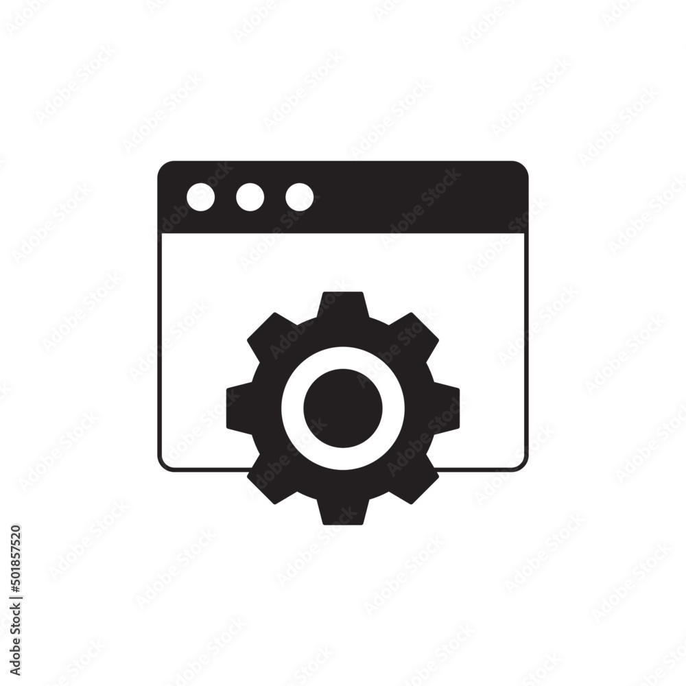 Development website, seo icon in black flat glyph, filled style isolated on white background